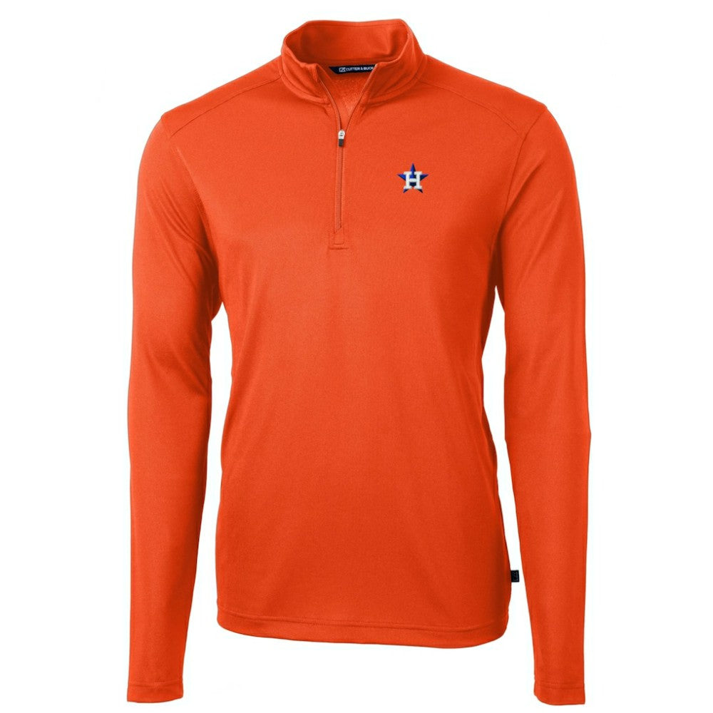 Houston Astros Cutter & Buck Virtue Eco Pique Recycled Quarter-Zip Pullover Top - Orange Pullover