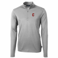 Cleveland Guardians Cutter & Buck Virtue Eco Pique Recycled Quarter-Zip Pullover Top - Gray Pullover
