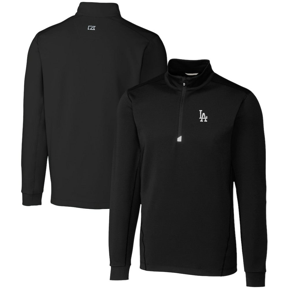 Los Angeles Dodgers Cutter & Buck Big & Tall Traverse Stretch Quarter-Zip Pullover Top - Black Pullover