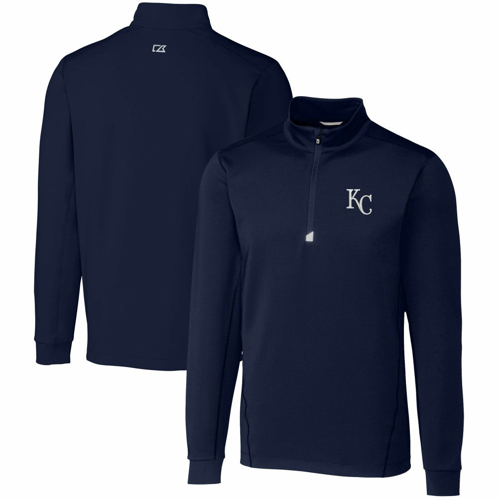 Kansas City Royals Cutter & Buck Big & Tall Traverse Stretch Quarter-Zip Pullover Top - Navy Pullover