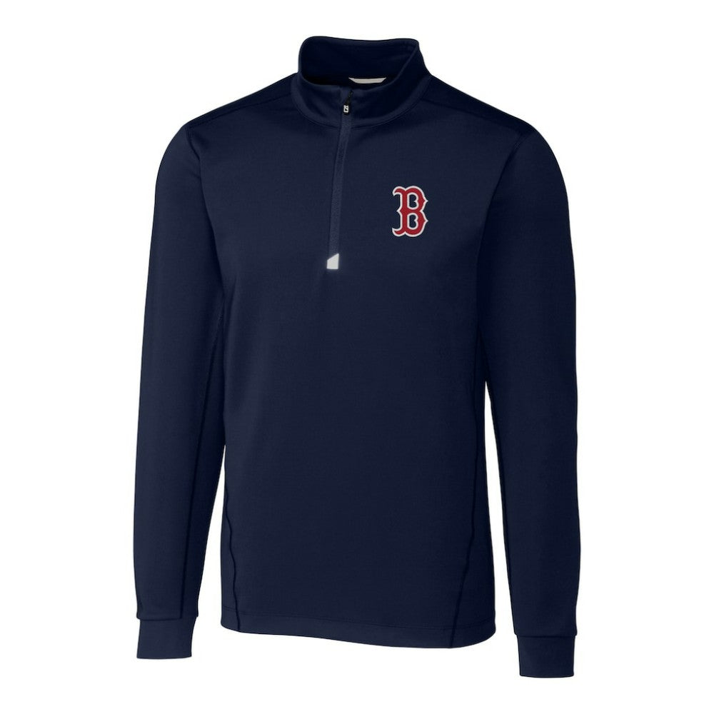 Boston Red Sox Cutter & Buck Big & Tall Traverse Stretch Quarter-Zip Pullover Top - Navy Pullover