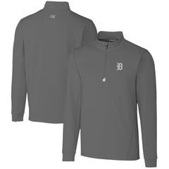 Detroit Tigers Cutter & Buck Big & Tall Traverse Stretch Quarter-Zip Pullover Top - Gray Pullover