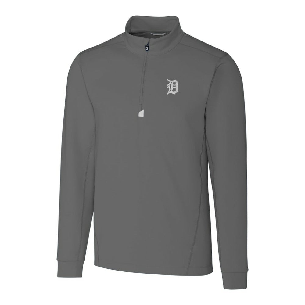 Detroit Tigers Cutter & Buck Big & Tall Traverse Stretch Quarter-Zip Pullover Top - Gray Pullover