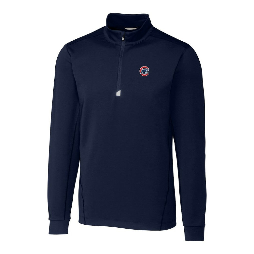 Chicago Cubs Cutter & Buck Big & Tall Traverse Stretch Quarter-Zip Pullover Top - Navy Pullover