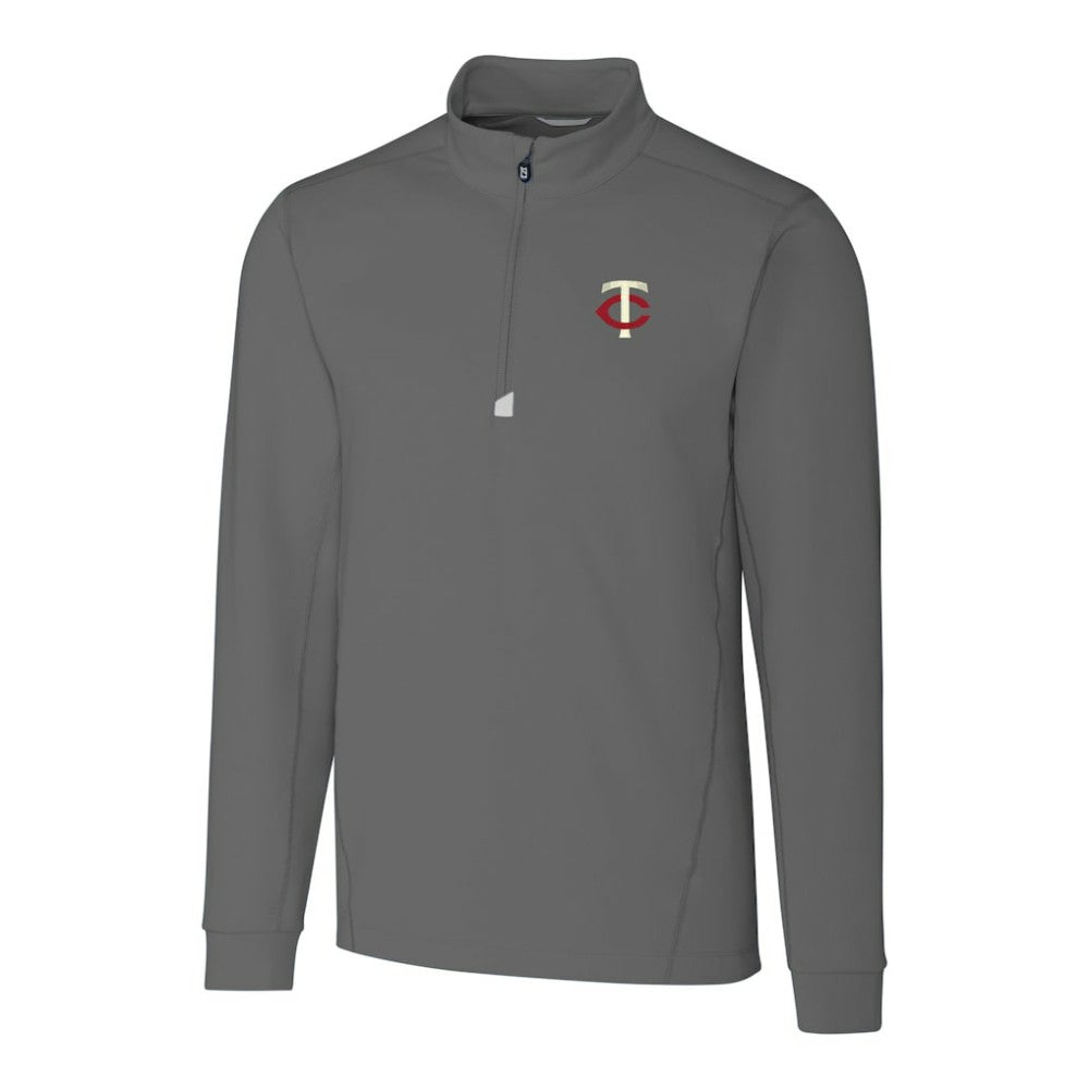 Minnesota Twins Cutter & Buck Big & Tall Traverse Stretch Quarter-Zip Pullover Top - Gray Pullover