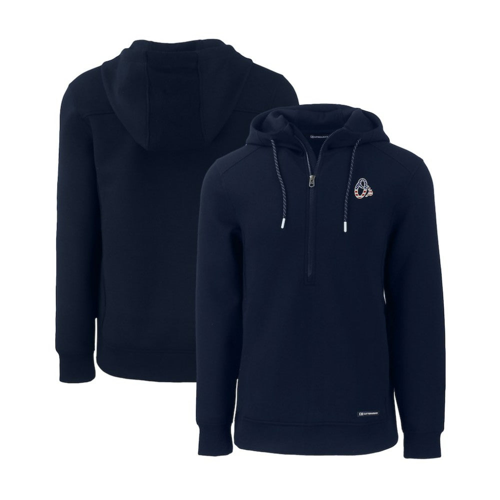Baltimore Orioles Cutter & Buck Stars & Stripes Roam Eco Half-Zip Recycled Pullover Hoodie - Navy Hoodies