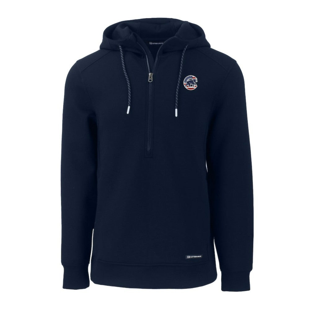 Chicago Cubs Cutter & Buck Stars & Stripes Roam Eco Half-Zip Recycled Pullover Hoodie - Navy Hoodies