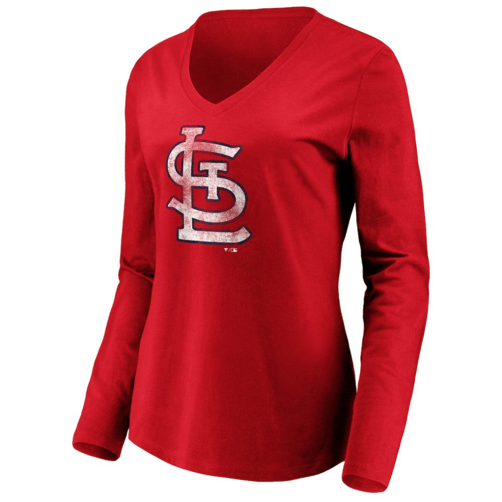 St. Louis Cardinals Women's Team Long Sleeve V-Neck T-Shirt - Red T-shirts