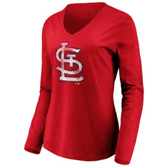 St. Louis Cardinals Women's Team Long Sleeve V-Neck T-Shirt - Red T-shirts