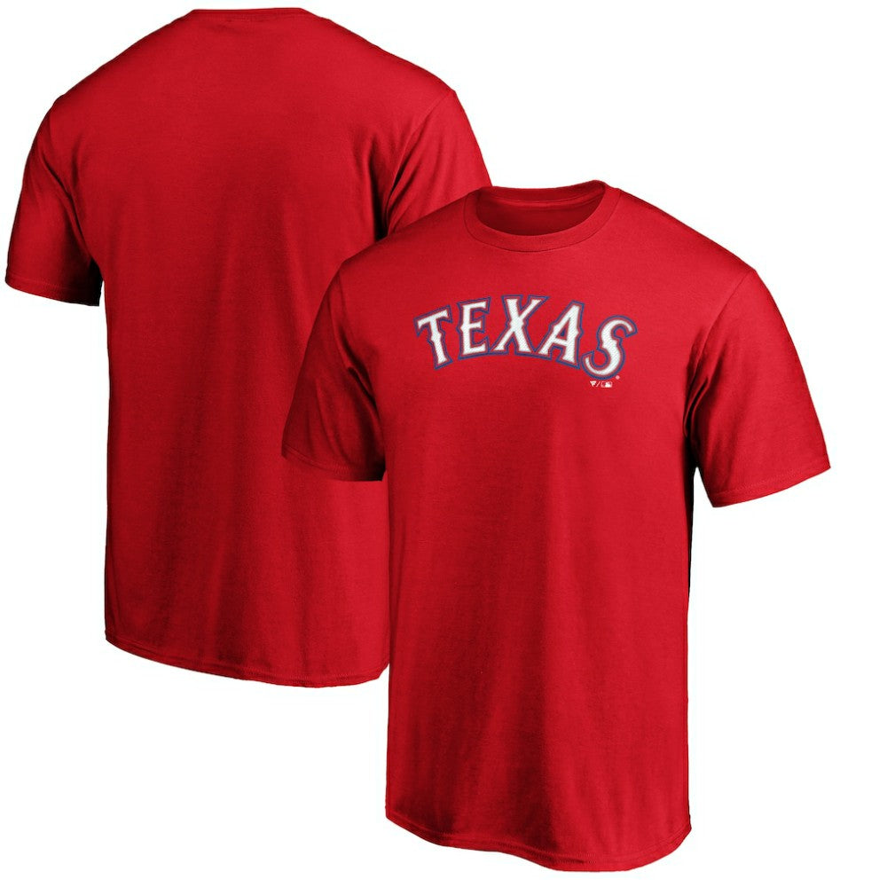 Texas Rangers Official Team Wordmark T-Shirt - Red T-shirts