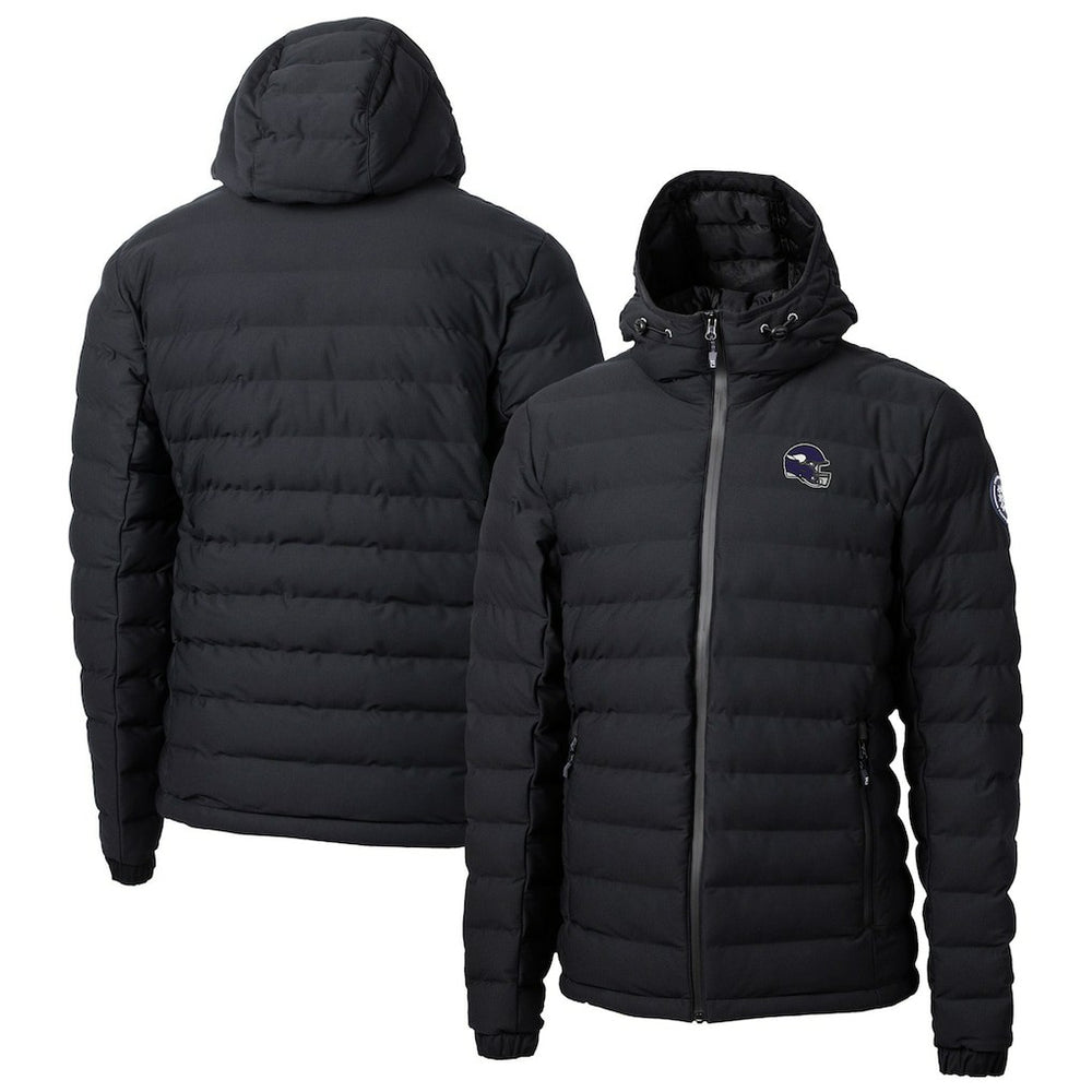 Minnesota Vikings Cutter & Buck Helmet Mission Ridge Repreve Eco Insulated Puffer Full-Zip Jacket Black