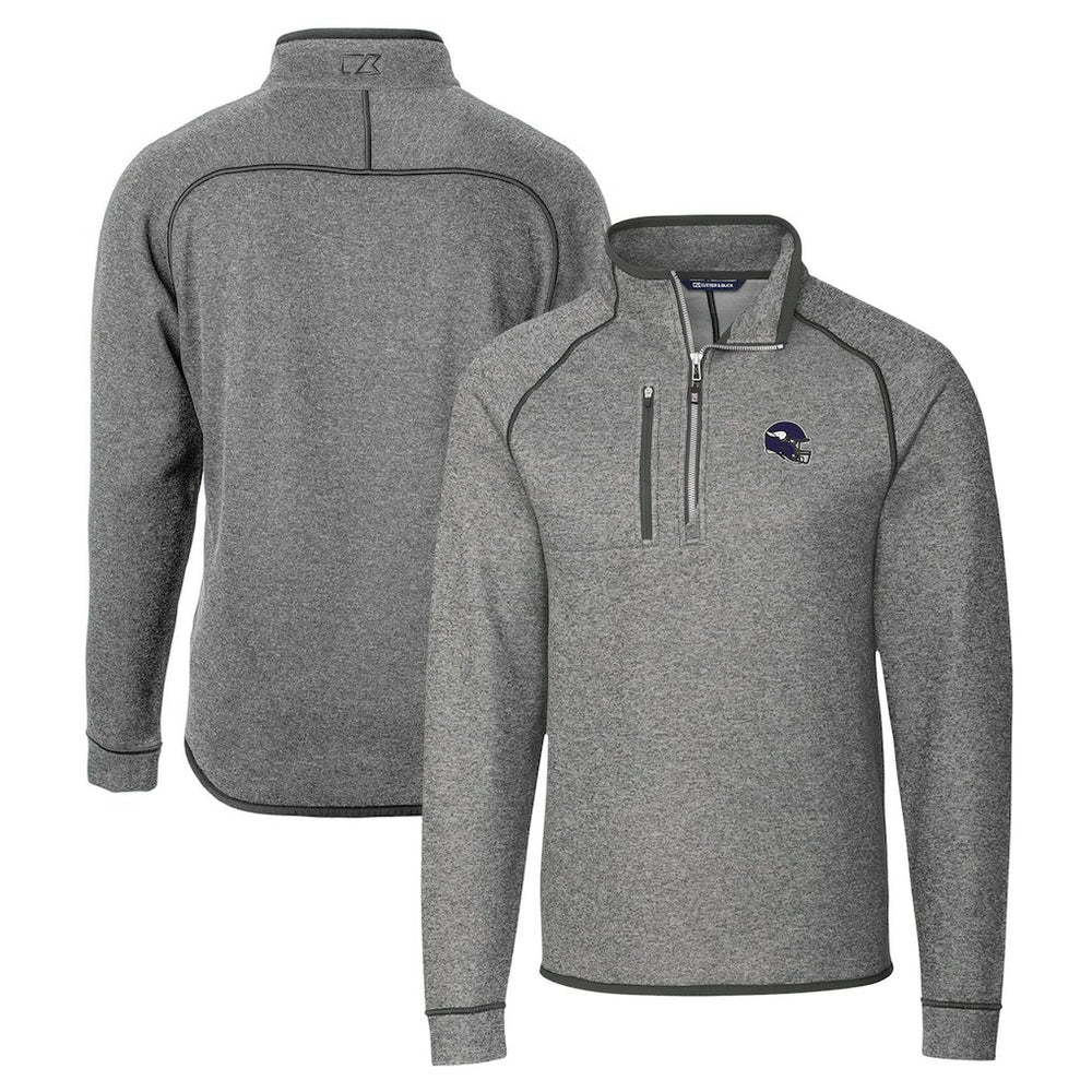 Minnesota Vikings Cutter & Buck Helmet Mainsail Sweater-Knit Half-Zip Pullover Jacket Silver