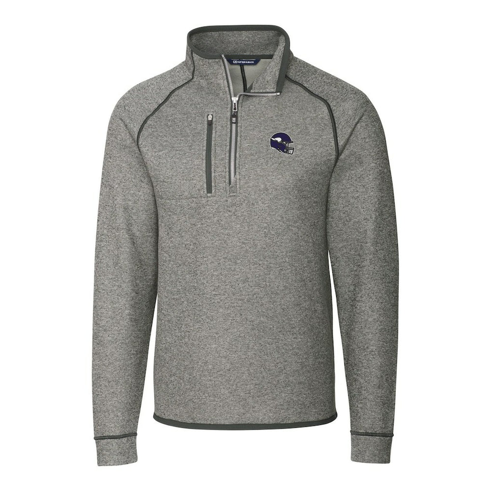 Minnesota Vikings Cutter & Buck Helmet Mainsail Sweater-Knit Half-Zip Pullover Jacket Silver