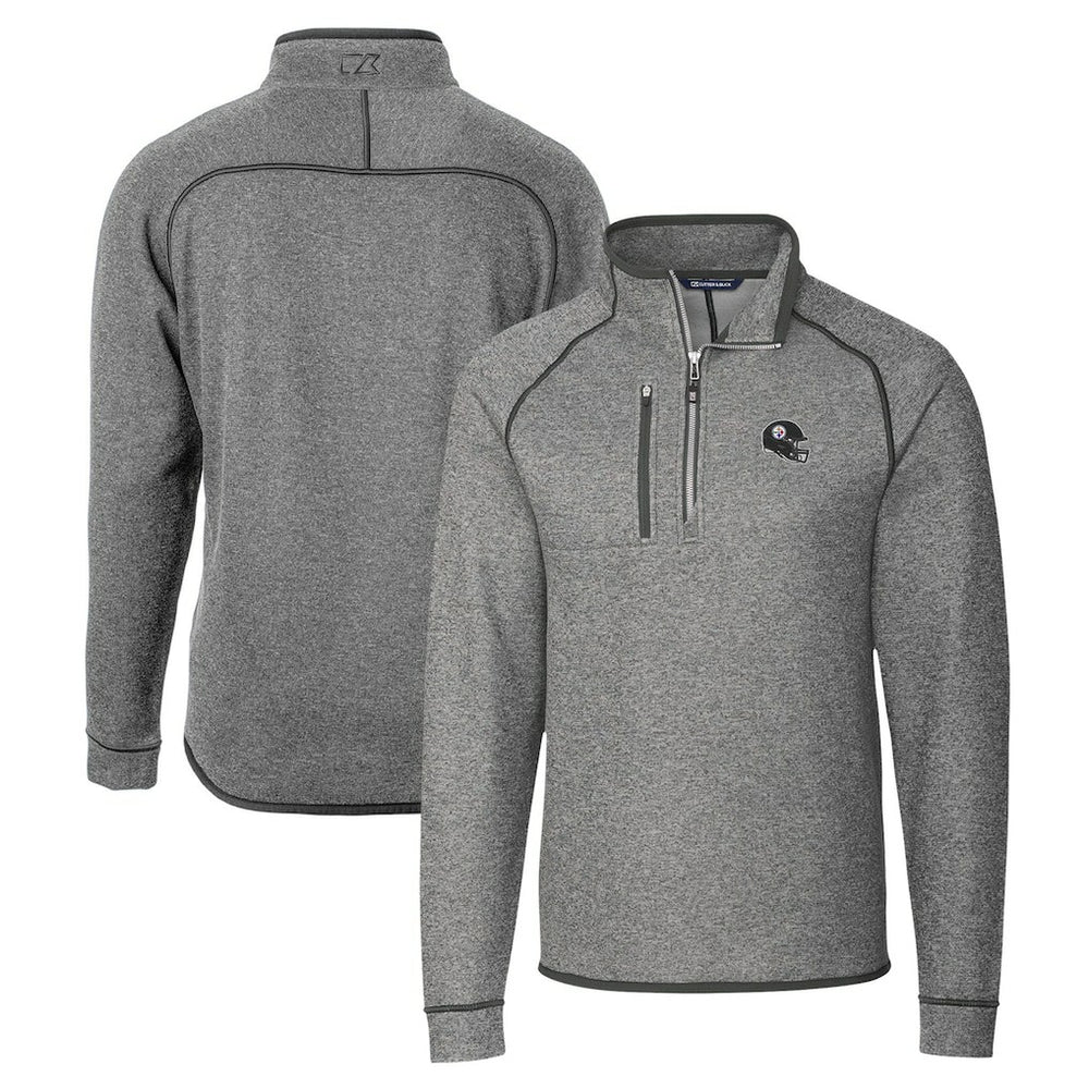 Pittsburgh Steelers Cutter & Buck Helmet Mainsail Sweater-Knit Half-Zip Pullover Jacket Silver
