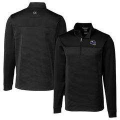 Minnesota Vikings Cutter & Buck Traverse Stripe Stretch Quarter-Zip Pullover Top Black