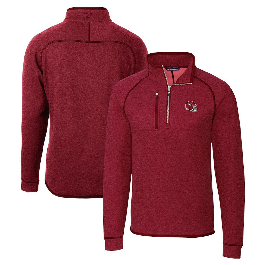 Kansas City Chiefs Cutter & Buck Helmet Mainsail Sweater-Knit Half-Zip Pullover Jacket Red