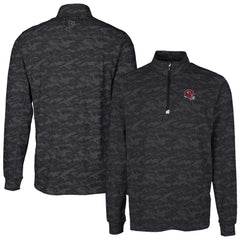 Kansas City Chiefs Cutter & Buck Helmet Traverse Camo Print Stretch Quarter-Zip Pullover Top Black