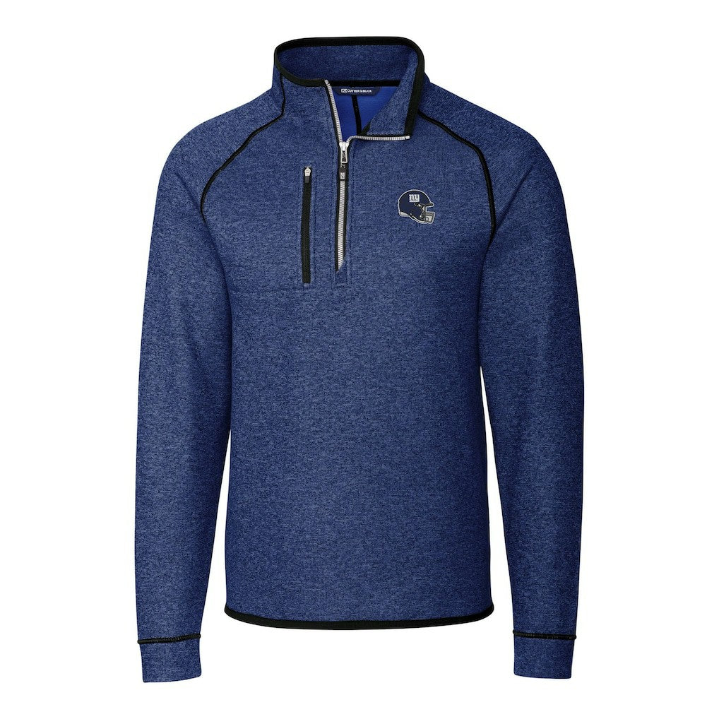 New York Giants Cutter & Buck Helmet Mainsail Sweater-Knit Half-Zip Pullover Jacket Blue