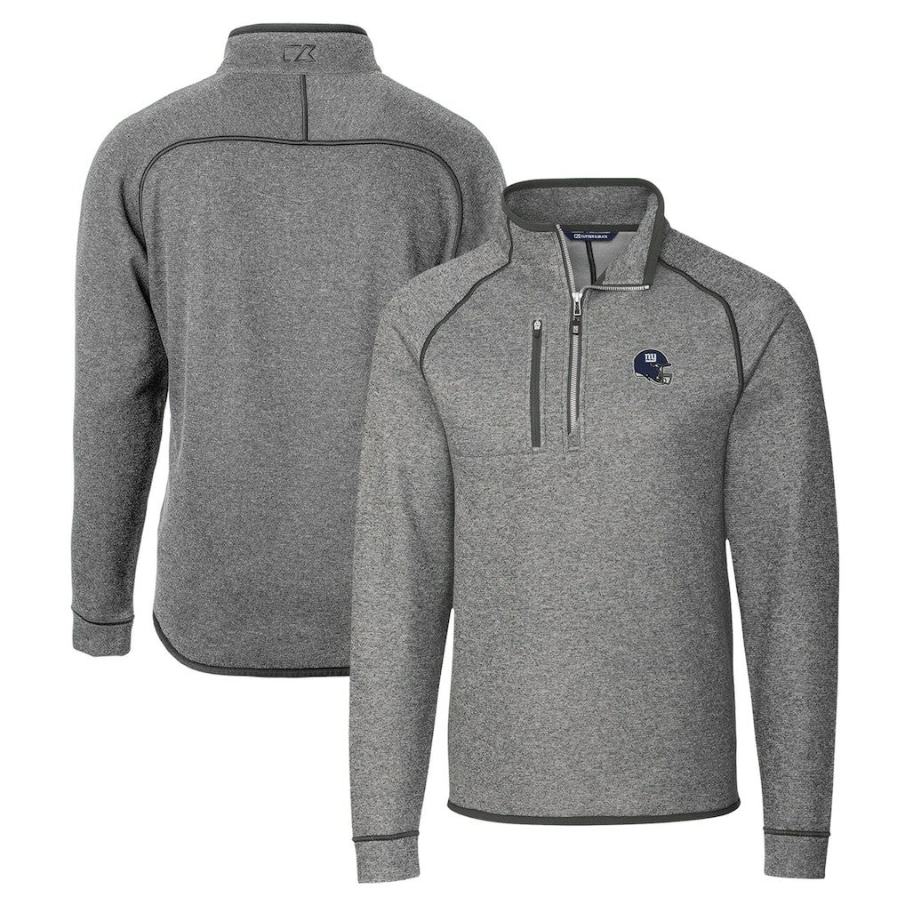 New York Giants Cutter & Buck Helmet Mainsail Sweater-Knit Half-Zip Pullover Jacket Silver