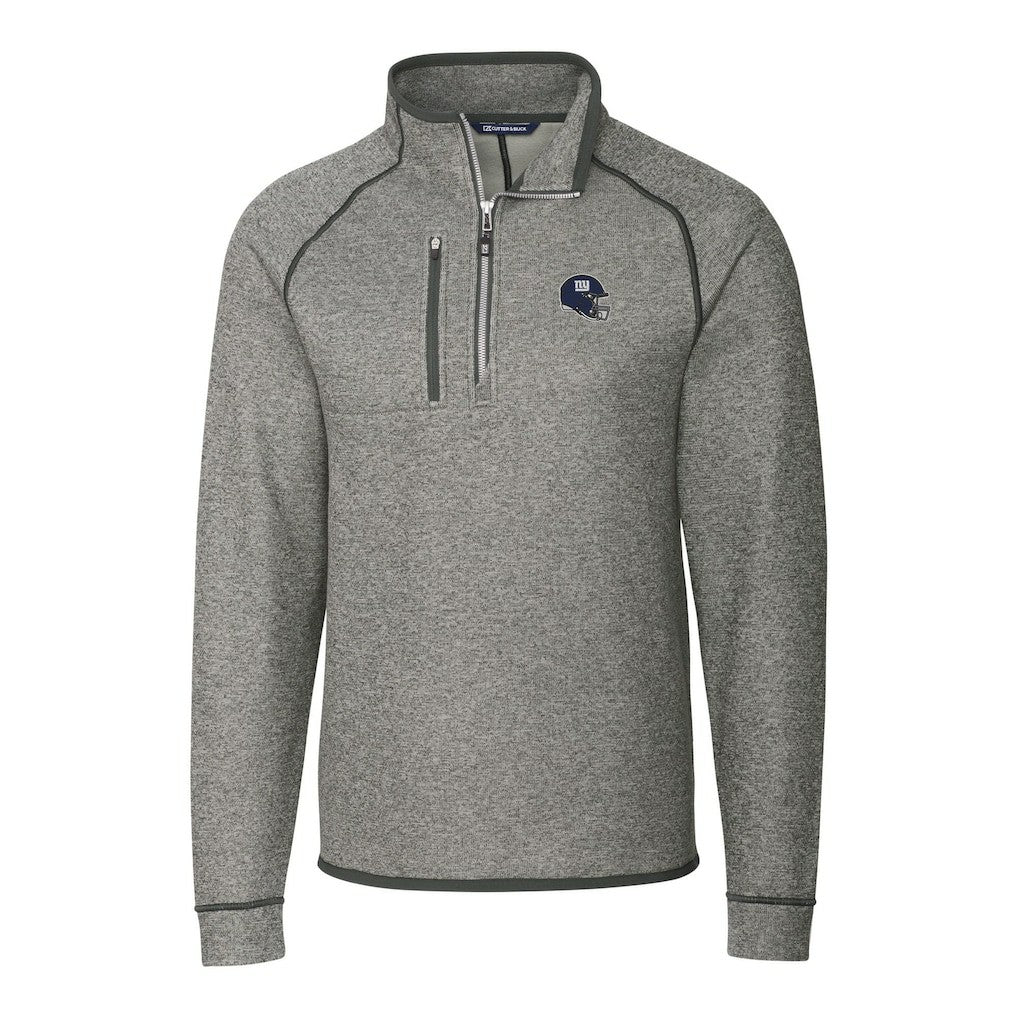 New York Giants Cutter & Buck Helmet Mainsail Sweater-Knit Half-Zip Pullover Jacket Silver
