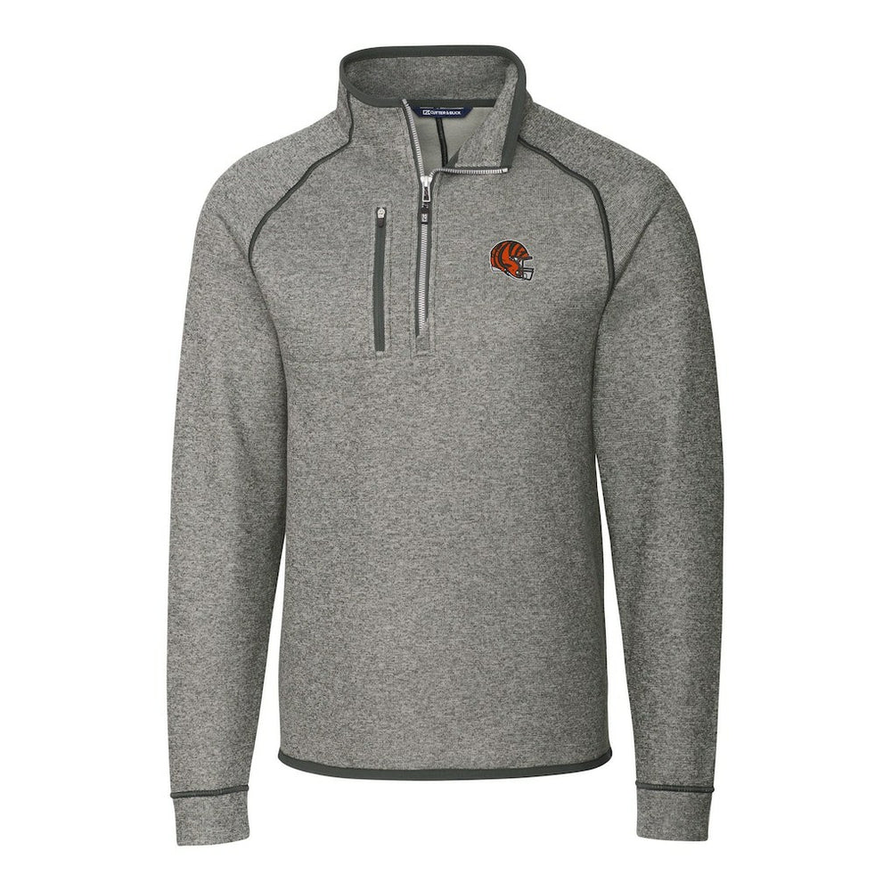 Cincinnati Bengals Cutter & Buck Helmet Mainsail Sweater-Knit Half-Zip Pullover Jacket Silver