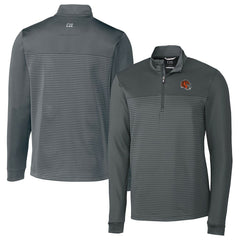 Cincinnati Bengals Cutter & Buck Traverse Stripe Stretch Quarter-Zip Pullover Top Gray