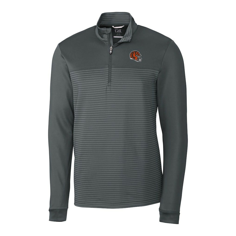 Cincinnati Bengals Cutter & Buck Traverse Stripe Stretch Quarter-Zip Pullover Top Gray