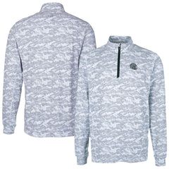Detroit Lions Cutter & Buck Helmet Traverse Camo Print Stretch Quarter-Zip Pullover Top Charcoal