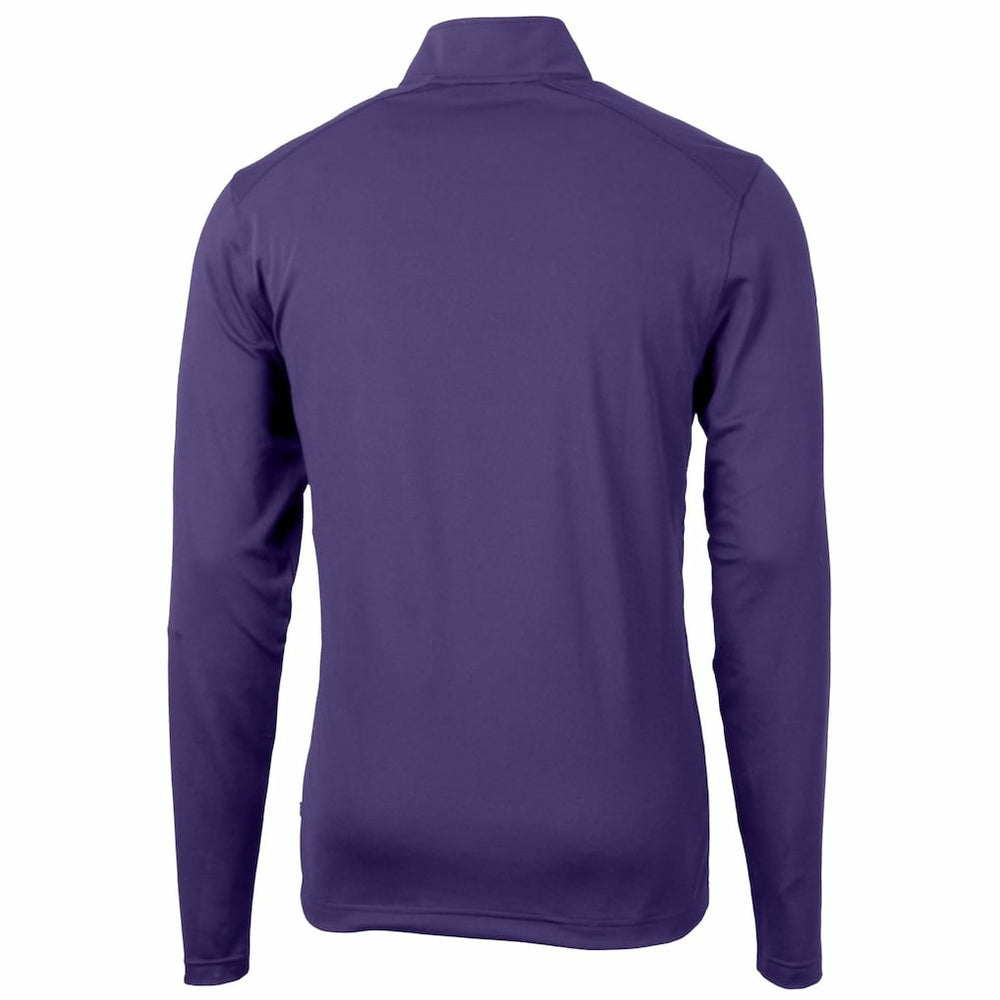 Minnesota Vikings Cutter & Buck Helmet Virtue Eco Pique Recycled Quarter-Zip Pullover Top Purple