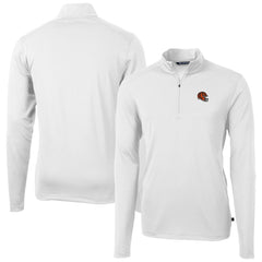 Cincinnati Bengals Cutter & Buck Helmet Virtue Eco Pique Recycled Quarter-Zip Pullover Top White
