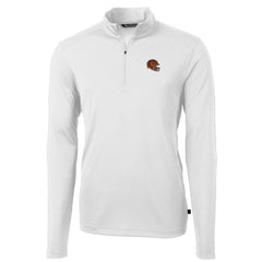 Cincinnati Bengals Cutter & Buck Helmet Virtue Eco Pique Recycled Quarter-Zip Pullover Top White