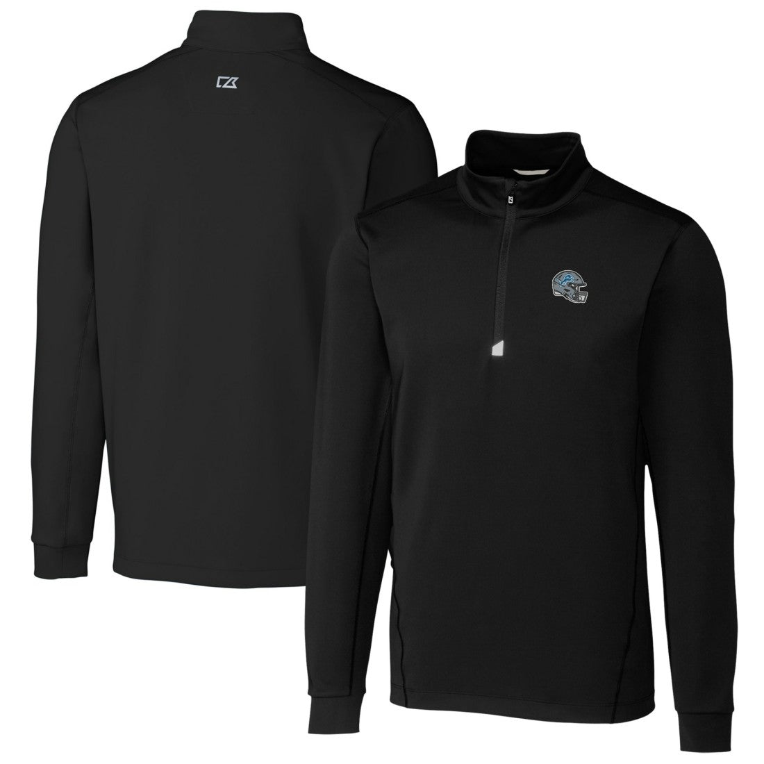Detroit Lions Cutter & Buck Helmet Traverse Stretch Quarter-Zip Pullover Top Black
