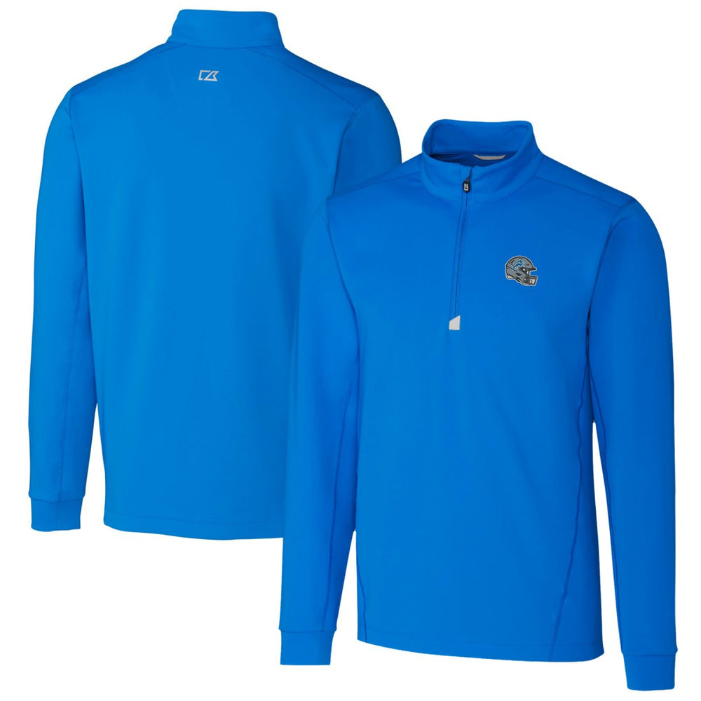 Detroit Lions Cutter & Buck Helmet Traverse Stretch Quarter-Zip Pullover Top Blue