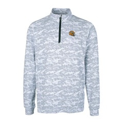 Green Bay Packers Cutter & Buck Helmet Traverse Camo Print Stretch Quarter-Zip Pullover Top Charcoal