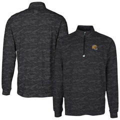 Green Bay Packers Cutter & Buck Helmet Traverse Camo Print Stretch Quarter-Zip Pullover Top Black