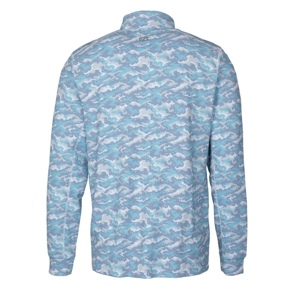 Buffalo Bills Cutter & Buck Helmet Traverse Camo Print Stretch Quarter-Zip Pullover Top Light Blue