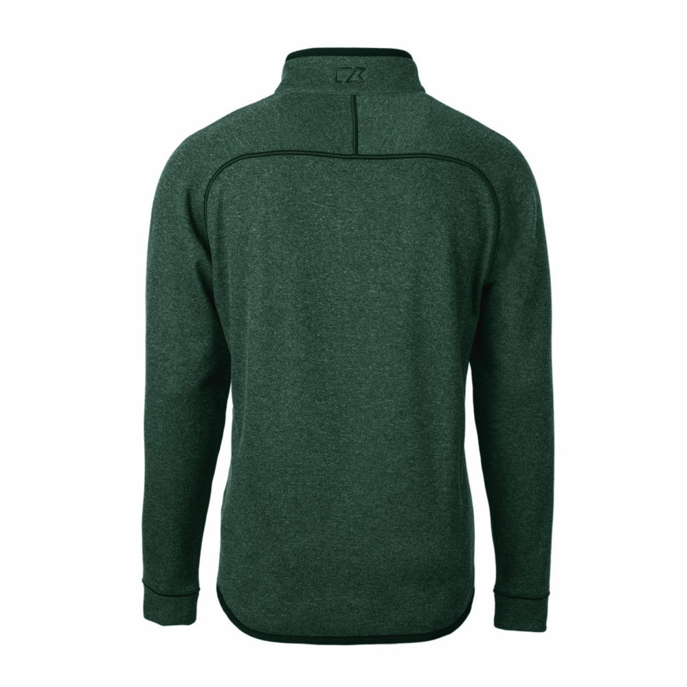 Green Bay Packers Cutter & Buck Helmet Mainsail Sweater-Knit Half-Zip Pullover Jacket Hunter Green
