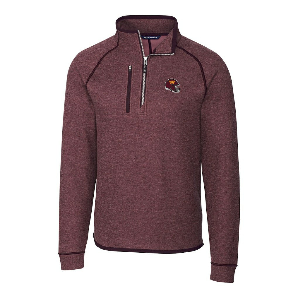 Washington Commanders Cutter & Buck Helmet Mainsail Sweater-Knit Half-Zip Pullover Jacket Burgundy
