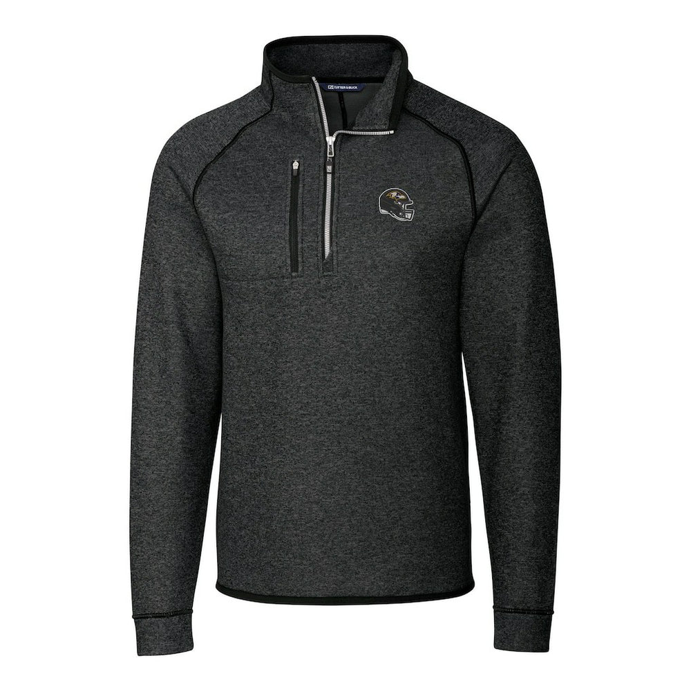 Baltimore Ravens Cutter & Buck Helmet Mainsail Sweater-Knit Half-Zip Pullover Jacket Charcoal