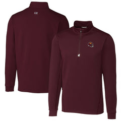 Washington Commanders Cutter & Buck Helmet Traverse Stretch Quarter-Zip Pullover Top Burgundy