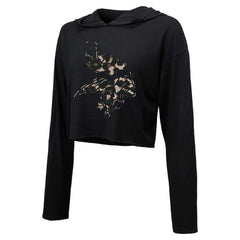Justin Jefferson Minnesota Vikings Majestic Threads Women's Leopard Player Name & Number Long Sleeve Cropped Hoodie Black