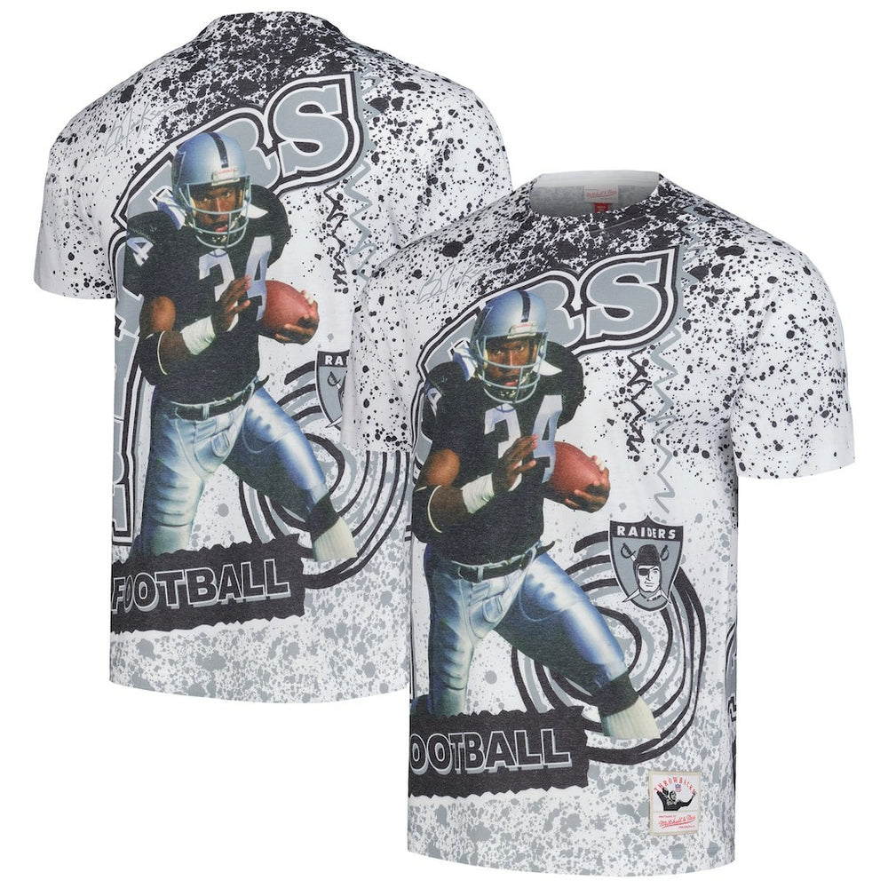 Bo Jackson Las Vegas Raiders Retired Player Name & Number Burst T-Shirt White