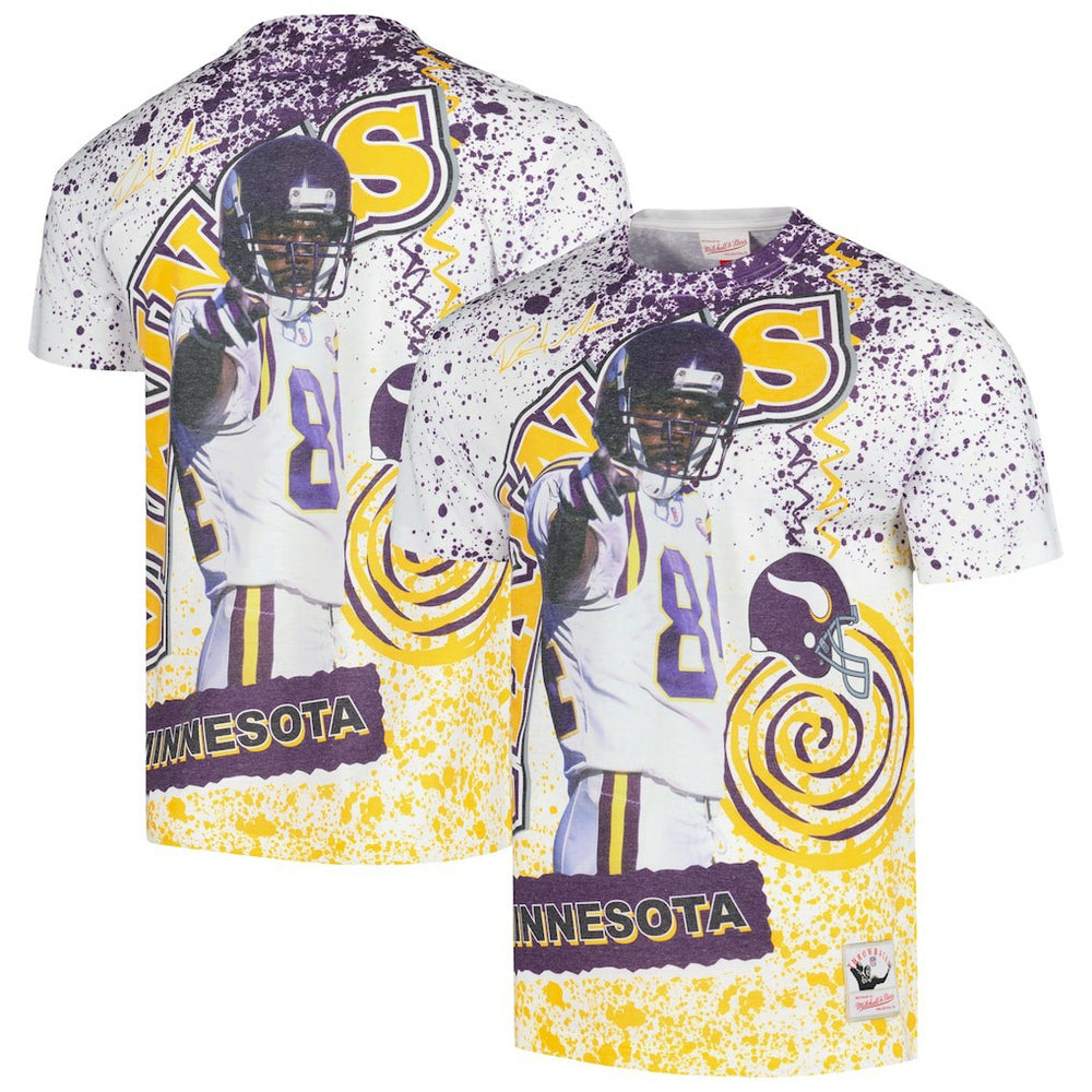 Randy Moss Minnesota Vikings Retired Player Name & Number Burst T-Shirt White