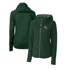 Green Bay Packers Cutter & Buck Women's Helmet Logo Mainsail Sweater-Knit Full-Zip Hoodie Green