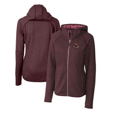 Washington Commanders Cutter & Buck Women's Helmet Logo Mainsail Sweater-Knit Full-Zip Hoodie Burgundy