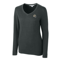 New Orleans Saints Cutter & Buck Women's Helmet Logo Lakemont Tri-Blend V-Neck Pullover Sweater Charcoal