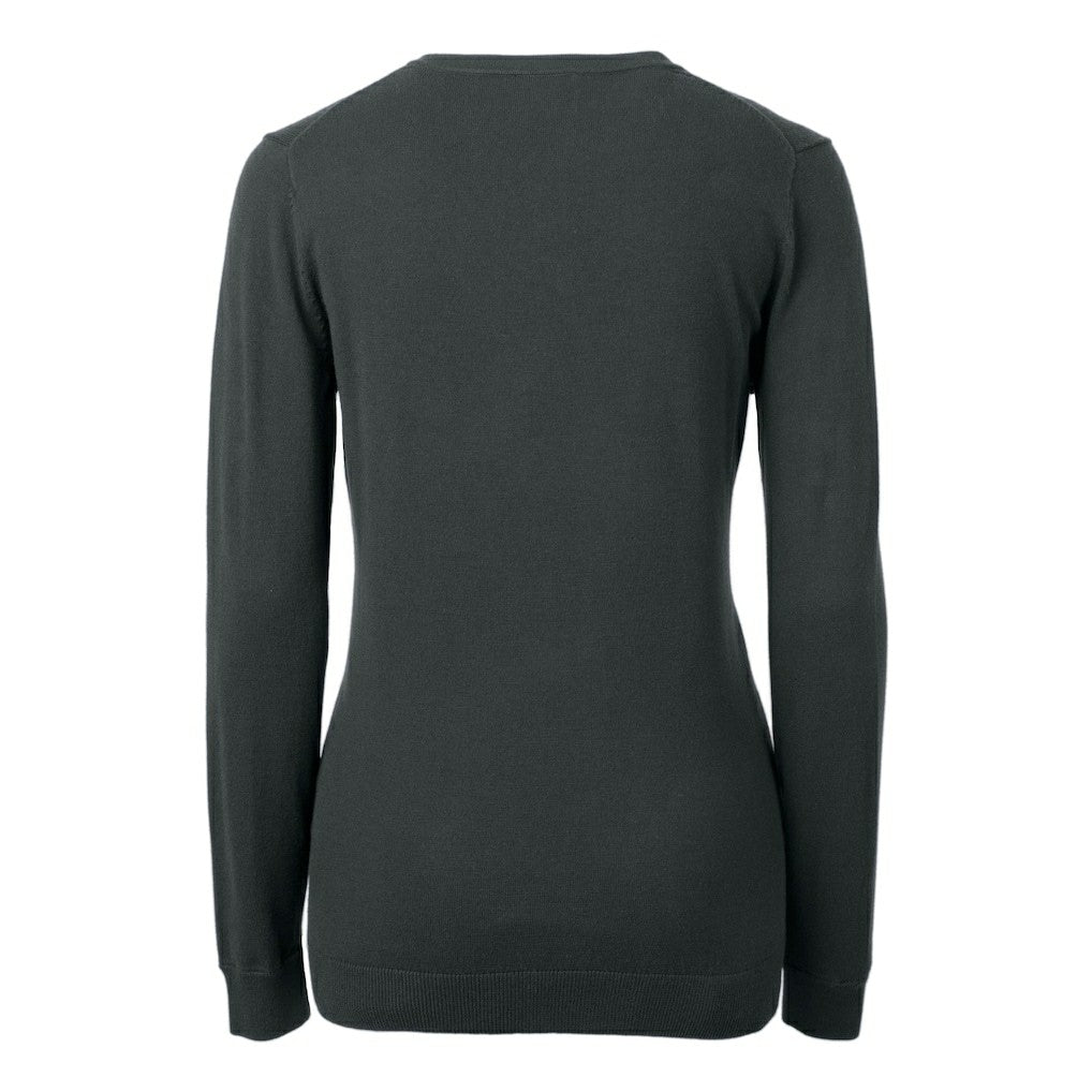 New Orleans Saints Cutter & Buck Women's Helmet Logo Lakemont Tri-Blend V-Neck Pullover Sweater Charcoal