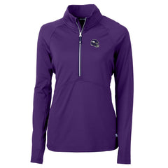 Minnesota Vikings Cutter & Buck Women's Helmet Logo Adapt Eco Knit Stretch Recycled Half-Zip Pullover Top Purple