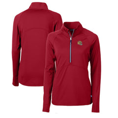 San Francisco 49ers Cutter & Buck Women's Helmet Logo Adapt Eco Knit Stretch Recycled Half-Zip Pullover Top Scarlet