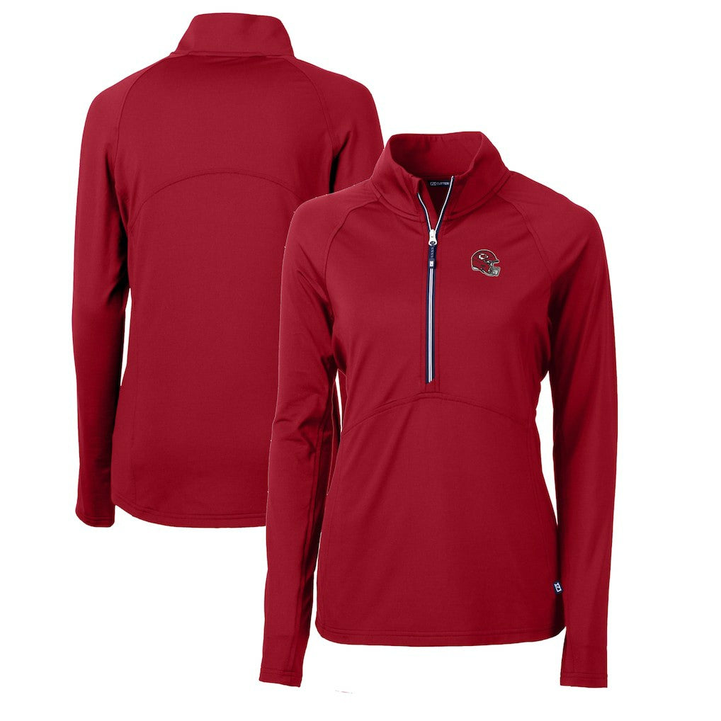 Kansas City Chiefs Cutter & Buck Women's Helmet Logo Adapt Eco Knit Stretch Recycled Half-Zip Pullover Top Red